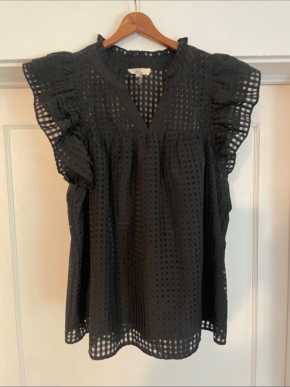 Entro Box Ruffle Sleeve Top Size Large - Picture 3 of 10